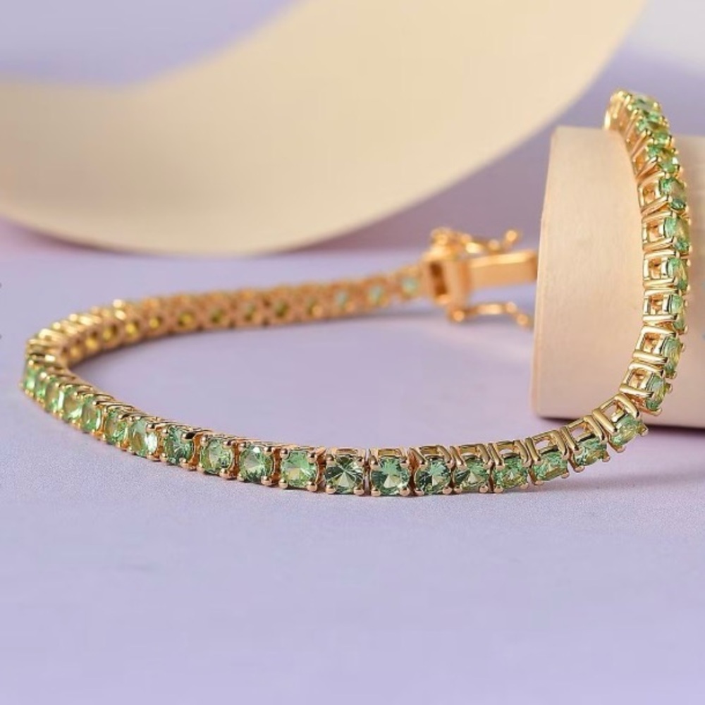 Tsavorite Garnet Tennis Bracelet Vermeil YG Over Sterling Silver8.10cwt, 6.5 in